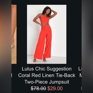 Lulus, never worn, linen jumpsuit; still in the package!